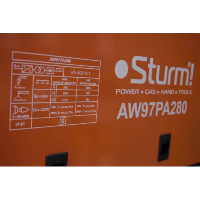 Сварочный инверторный полуавтомат AW97PA280 MIG/MAG/MMA 280А...