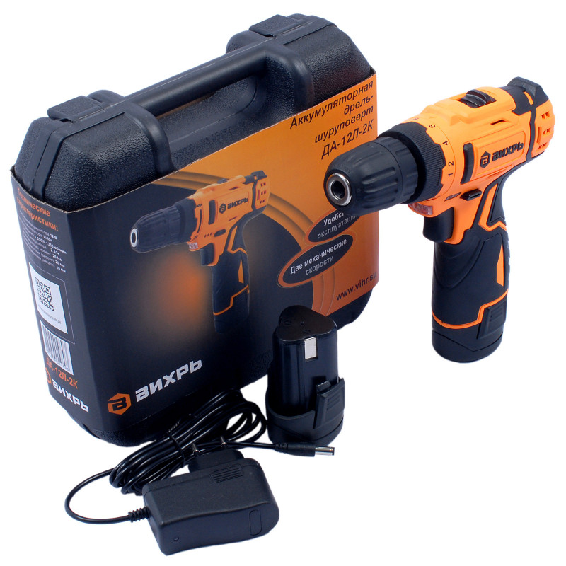 Шуруповерт аккумуляторный ДА-12Л-2К Вихрь