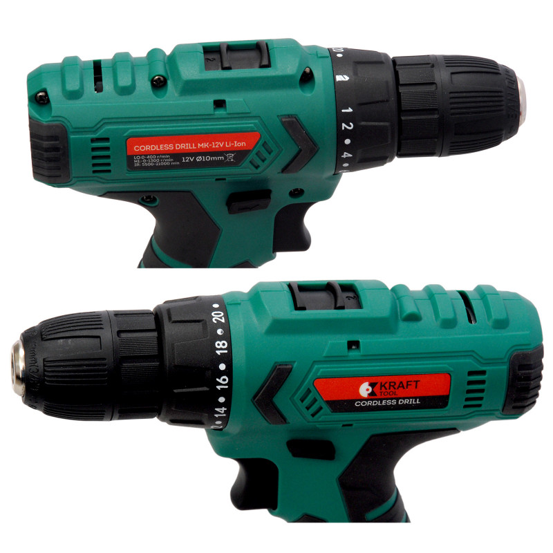 Шуруповерт аккумуляторный KraftTool 12V KT12VLi-Ion