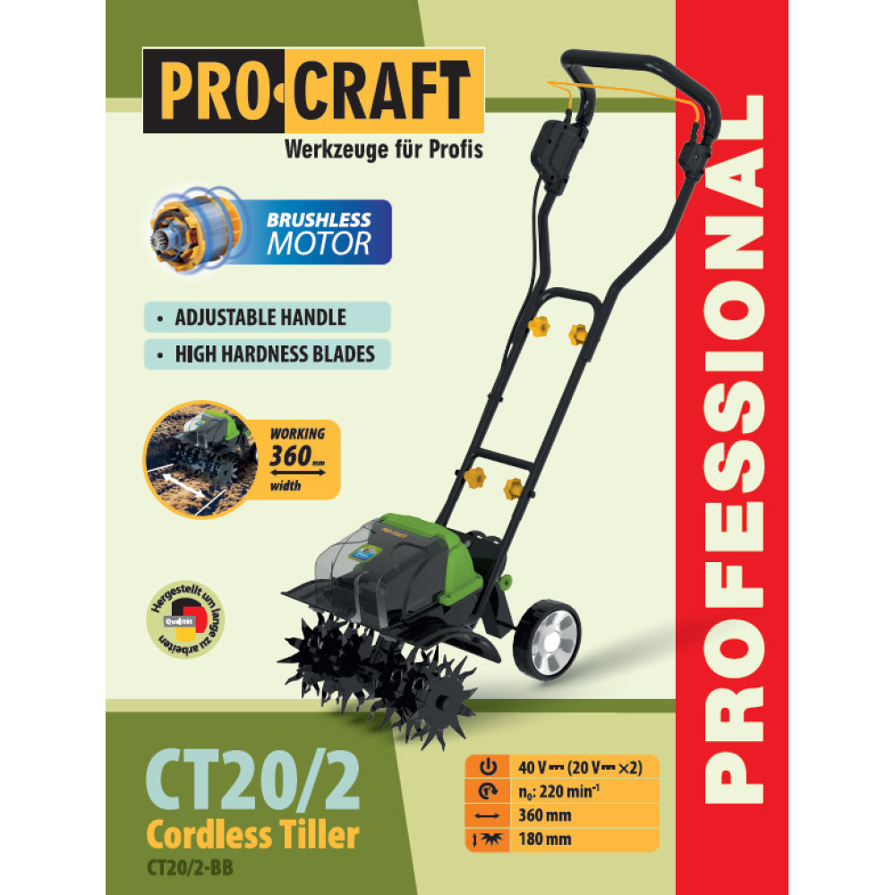 Аккумуляторный культиватор Procraft CT20/2 (без АКБ)