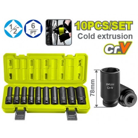 Набор головок торцевых головок 10 штук 10-24 мм DYLLU DTMS2D02