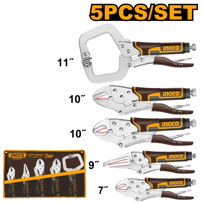 Набор зажимных клещей 5шт. INGCO COS23091