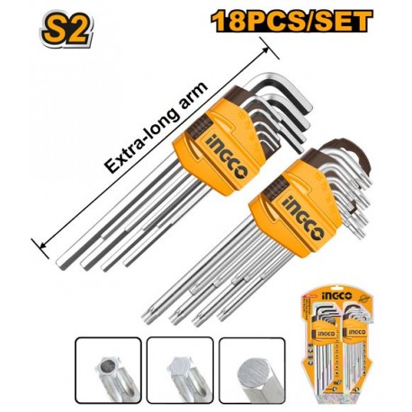 Набор шестигранных ключей 18 buc  INGCO HHKSET0181