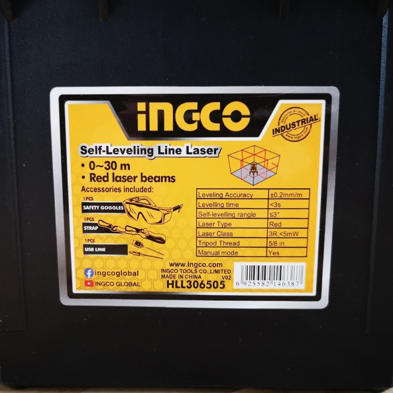 Нивелир лазерный многолинейный 0-30м INGCO HLL306505