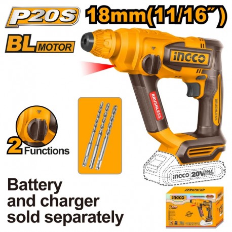 Аккумуляторный перфоратор 18 мм, с безщеточным мотором без...