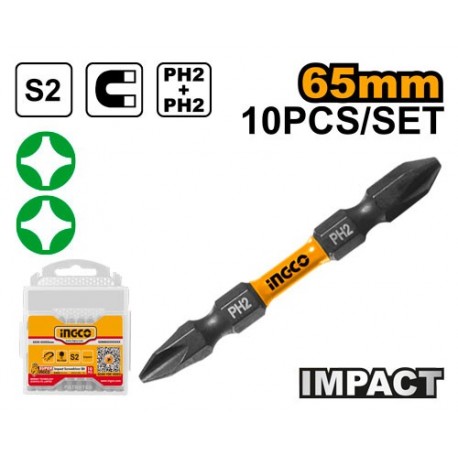 Набор ударных бит PH2, 10 шт, 65 мм INGCO SDBIM21PH233