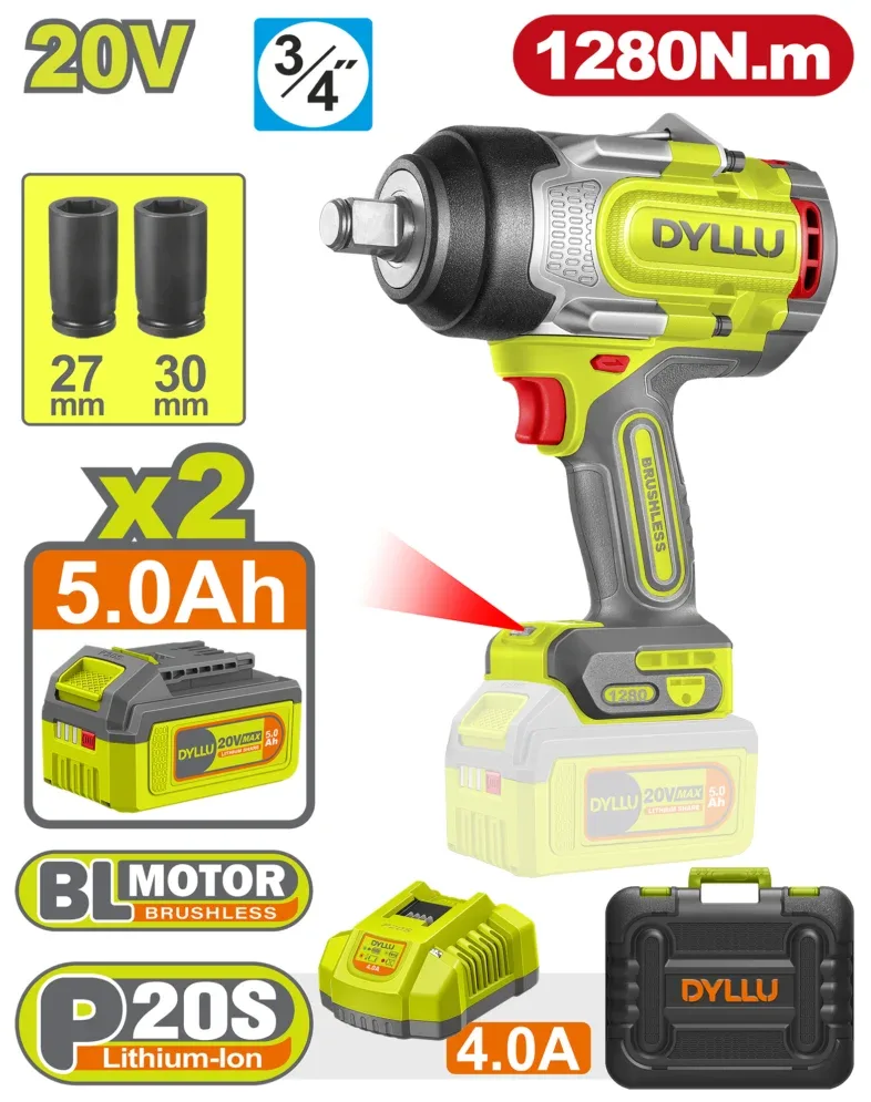 Гайковёрт аккумуляторный ударный 1280N.m INGCO DTCD1B1285