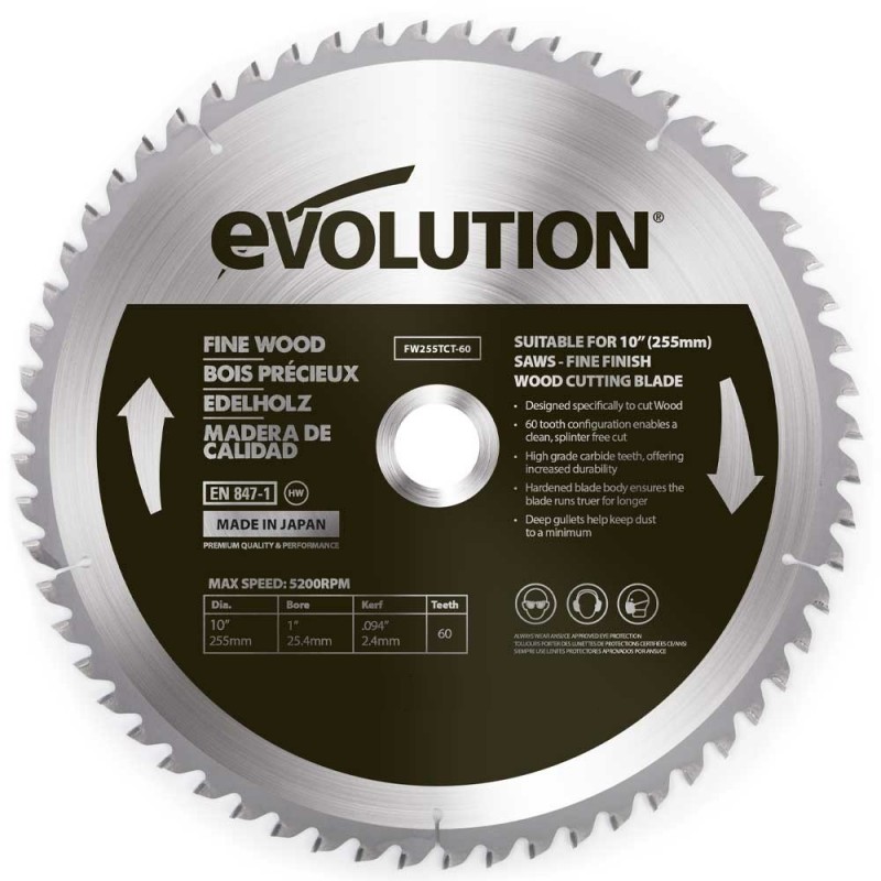 Диск по дереву  255мм Evolution FW255TCT-60