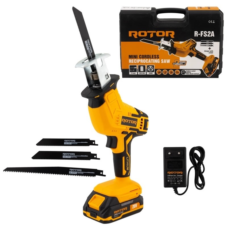 Аккумуляторная сабельная пила Rotor Li-Ion для резки дерева и металла