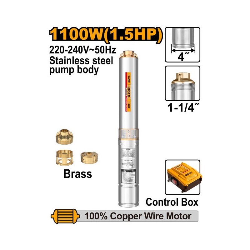 Насос погружной 1100W(1.5HP) 112m INGCO DWP110062