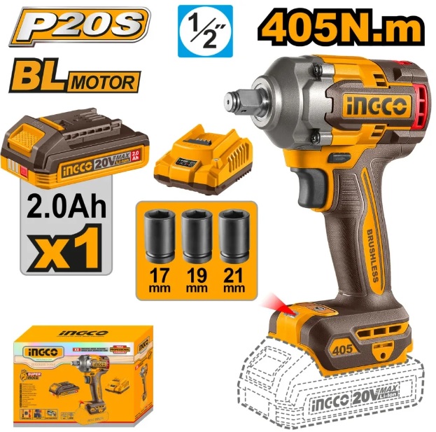 Гайковёрт аккумуляторный ударный INGCO