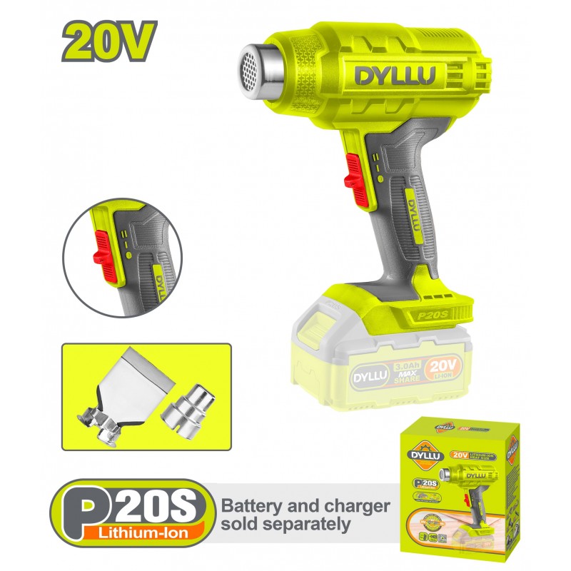 Фен строительный без аккумулятора 20,0В 300-550°C DYLLU DTKH1501