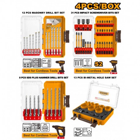 Набор ударных бит+сверл 4 шт INGCO COS26068