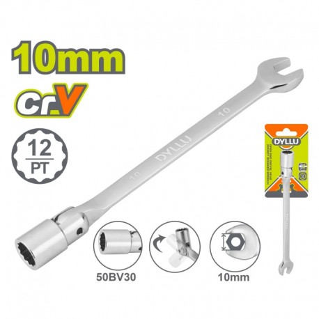 Комбинированный ключ 10мм с шарнирной торцевой головкой DYLLU...