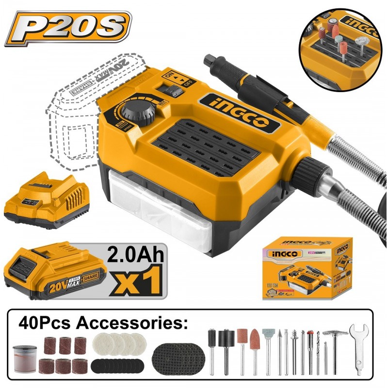 Шлифовально-гравировальная машина Li-Ion 20В/1*2Ач CMGLI20011...