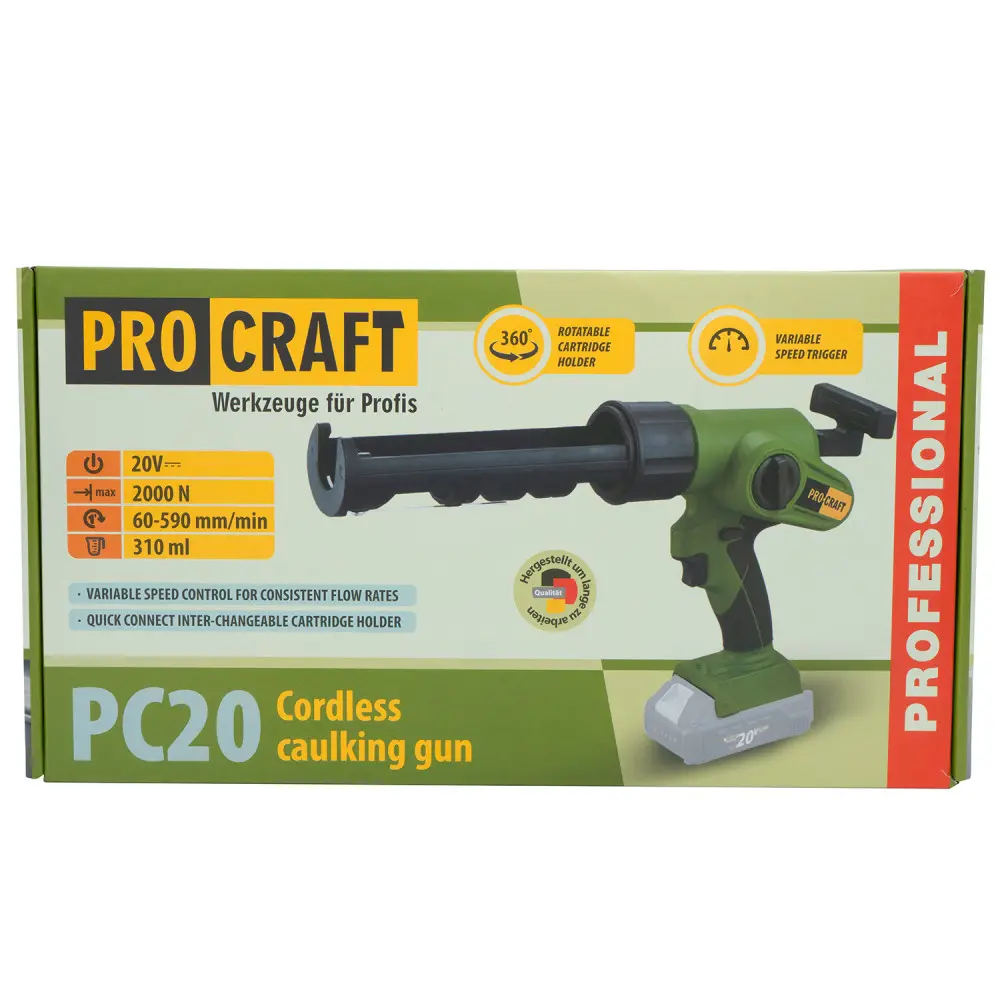 Аккумуляторный пистолет для герметика Procraft PC20 (Без АКБ и ЗУ)