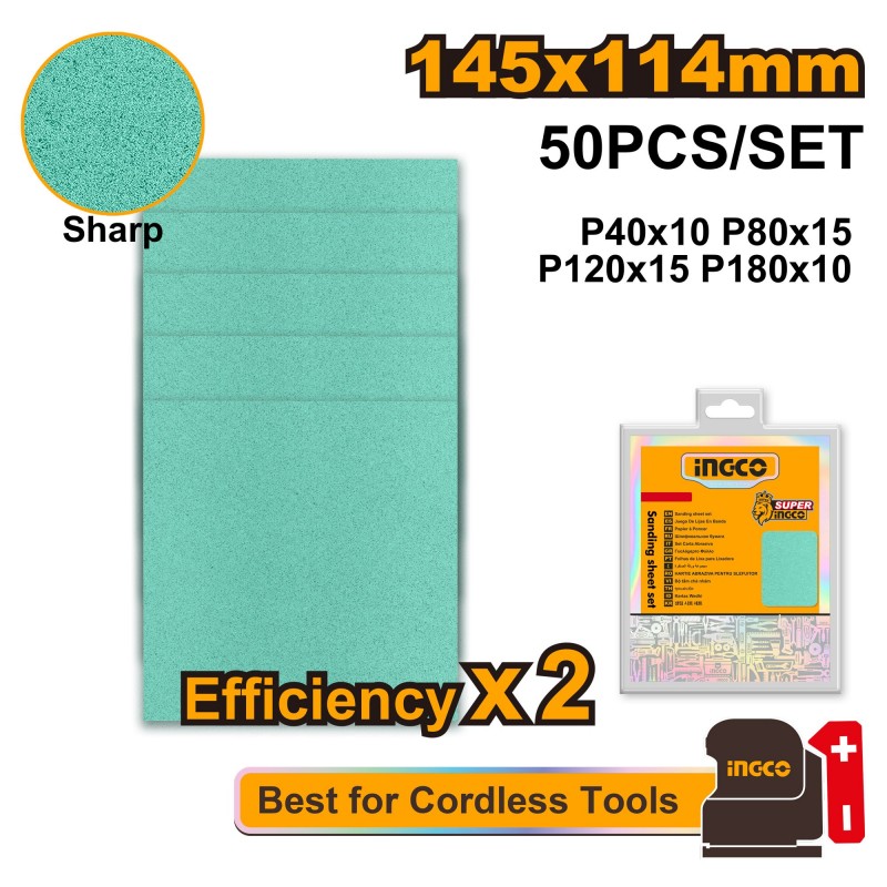 Набор абразивной бумаги 145x114cм 50шт. INGCO AKFS145115