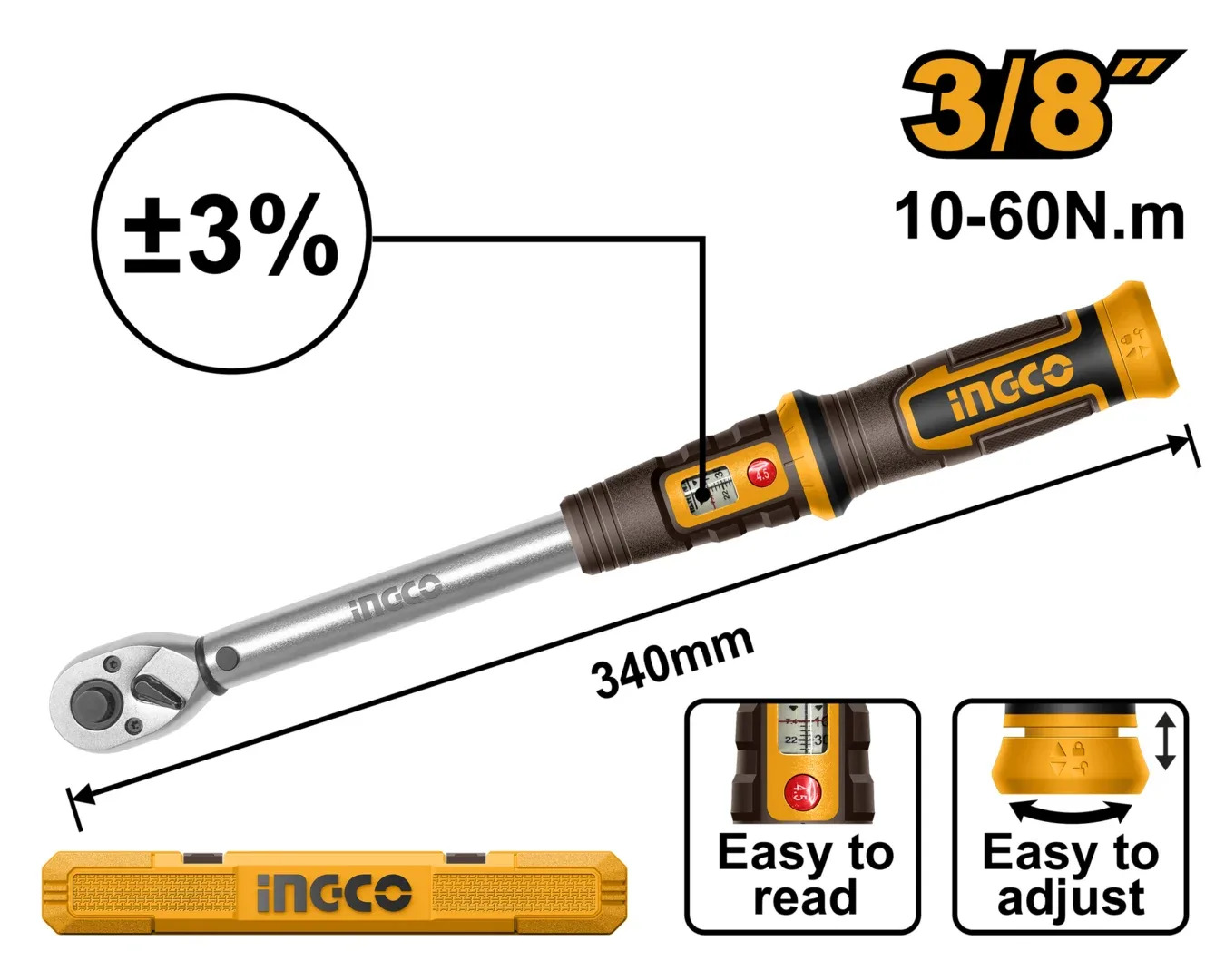 Трещетка с динамометром 3/8 INGCO HPTW3860N8