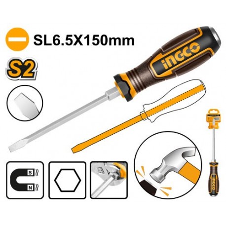 Отвертка плоская SL6*150 INGCO HGTSL6150