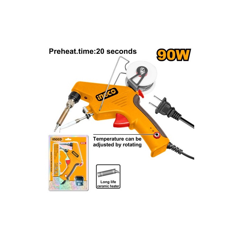 Паяльник с устройством подачи припоя 90Вт INGCO SI016732