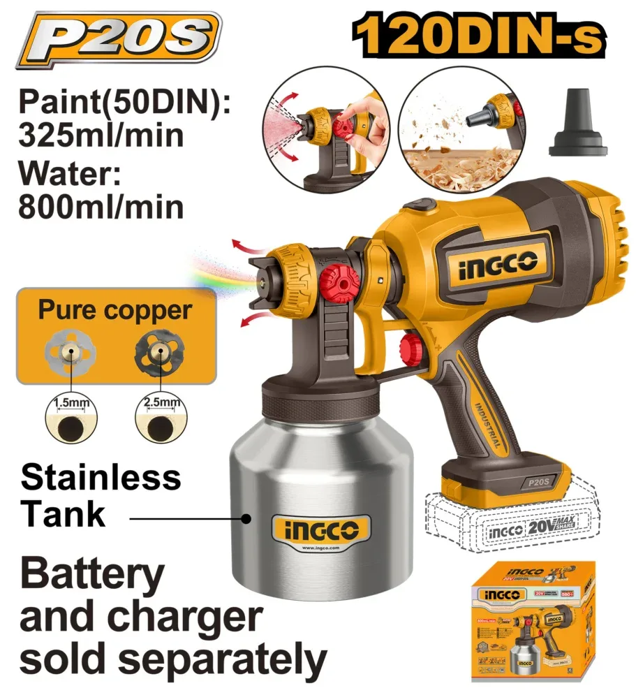 Аккумуляторный краскопульт INGCO CSGLI20041