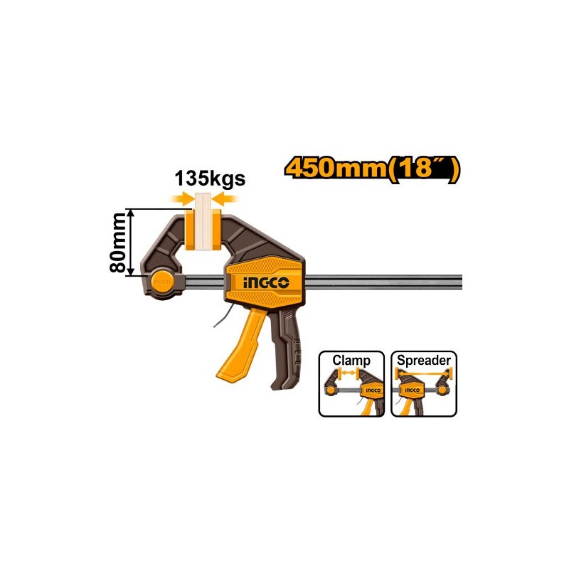 Быстрозажимная струбцина 80x450мм INDUSTRIAL INGCO HQBC18801
