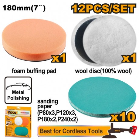 Набор для полировки и шлифовки 12шт INGCO APG18012