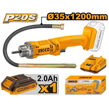 Вибратор для бетона на аккумуляторе Li-Ion 20V/1*2Ah INGCO...