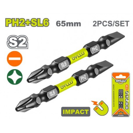 Набор бит 65мм PH2+SL6 2шт. DYLLU DTSV3K63