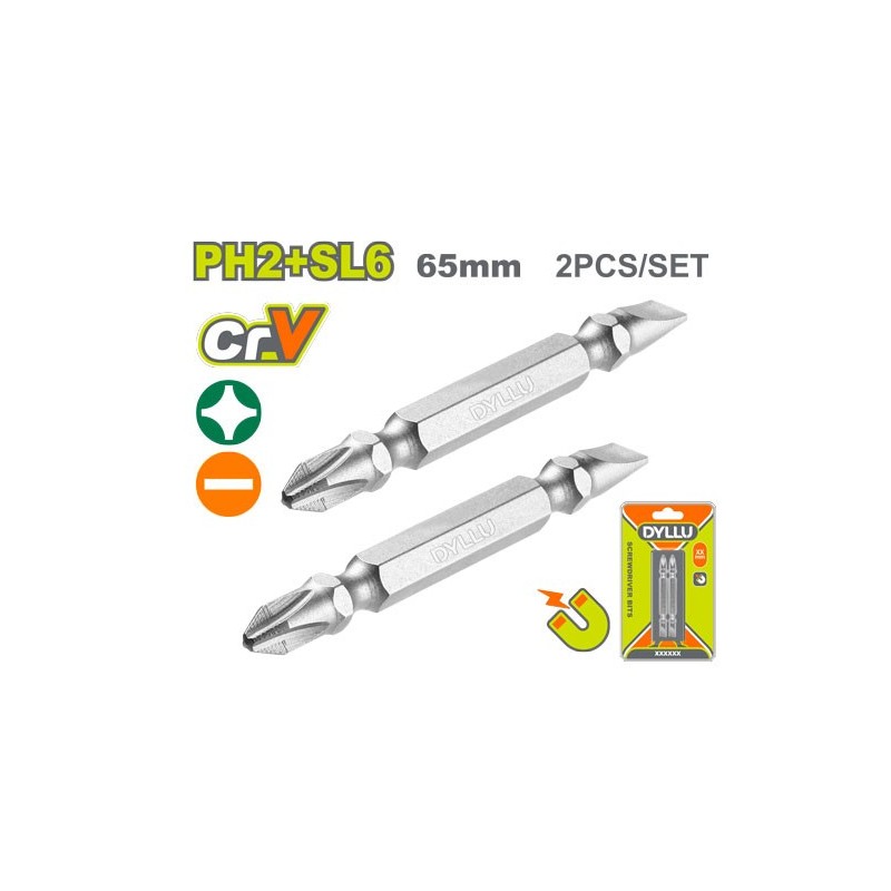 Набор бит 65мм PH2+SL6 2шт. DYLLU DTSV0K11