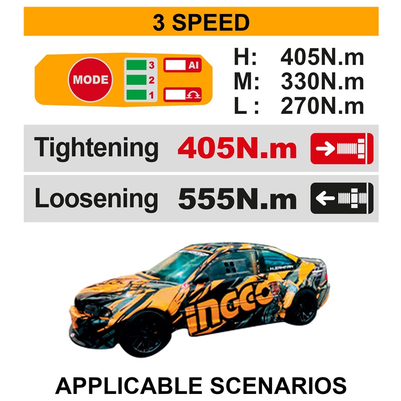 Гайковёрт аккумуляторный ударный 405Nm INGCO CIWLI2045