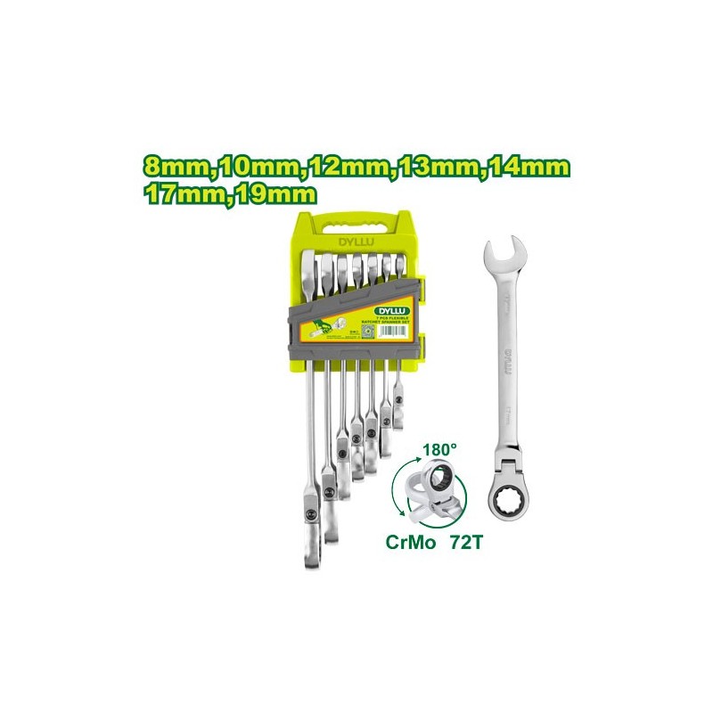 Набор гаечных ключей с гибким храповиком 7шт, DYLLU DTSP5207