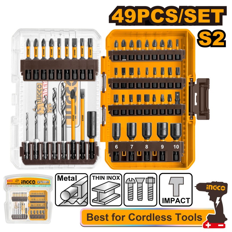 Набор ударных бит+сверл 49 шт INGCO AKDL24906