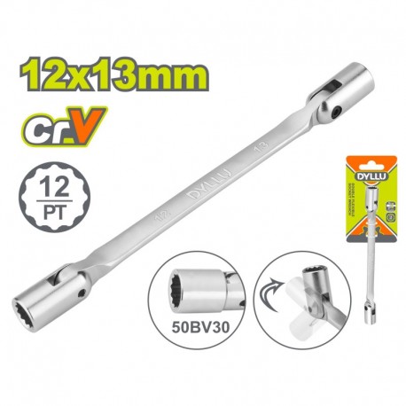 Двусторонний ключ с шарнирными торцевыми головками 12x13мм...