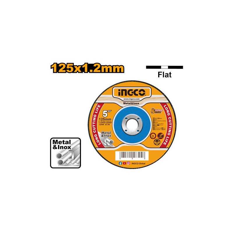Диск по металу 125*1.2*22.2мм INGCO MCD121251