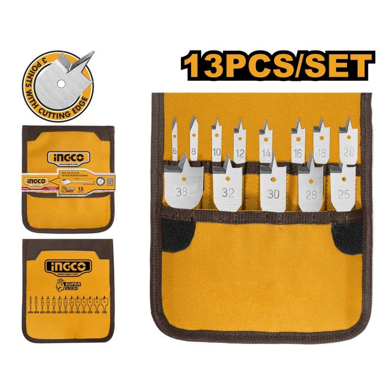 Комплект сверл по дереву 6-38mm 13шт INGCO AKD41301