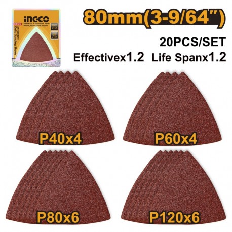 Комплект абразивной бумаги INGCO AKTS080201