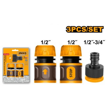 Набор быстрого соединения для шлангов 3 шт 1/2-3/4 INGCO...