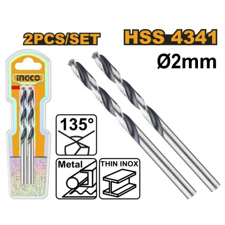 Комплект сверл по металлу HSS 2x2mm INGCO DBT1200024