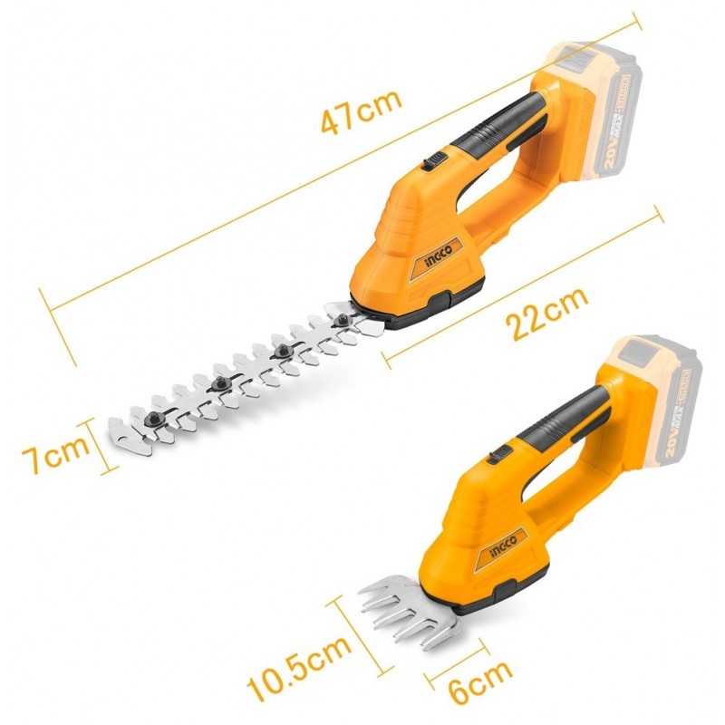 Садовые ножницы совместимые с аккумулятором 20В INGCO CSTLI2001
