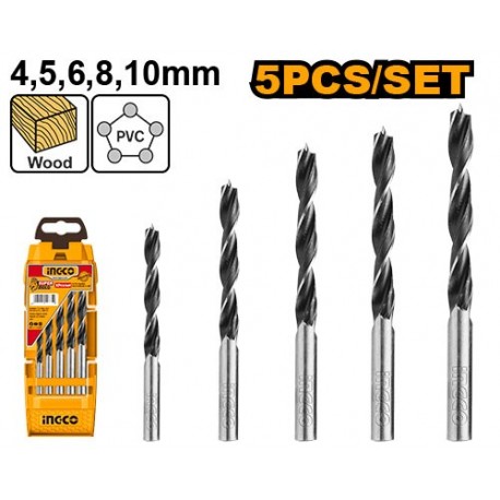 Комплект сверл по дереву 4-10mm 5шт INGCO AKD5058