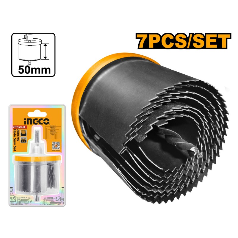 Набор фрез по дереву 7 шт 26-63mm INGCO AKHS702