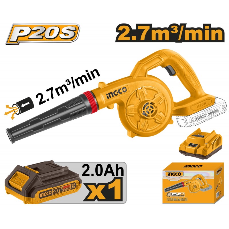Воздуходувка аккумуляторная  220V/2.0Ah Li-Ion  INGCO CABLI200281
