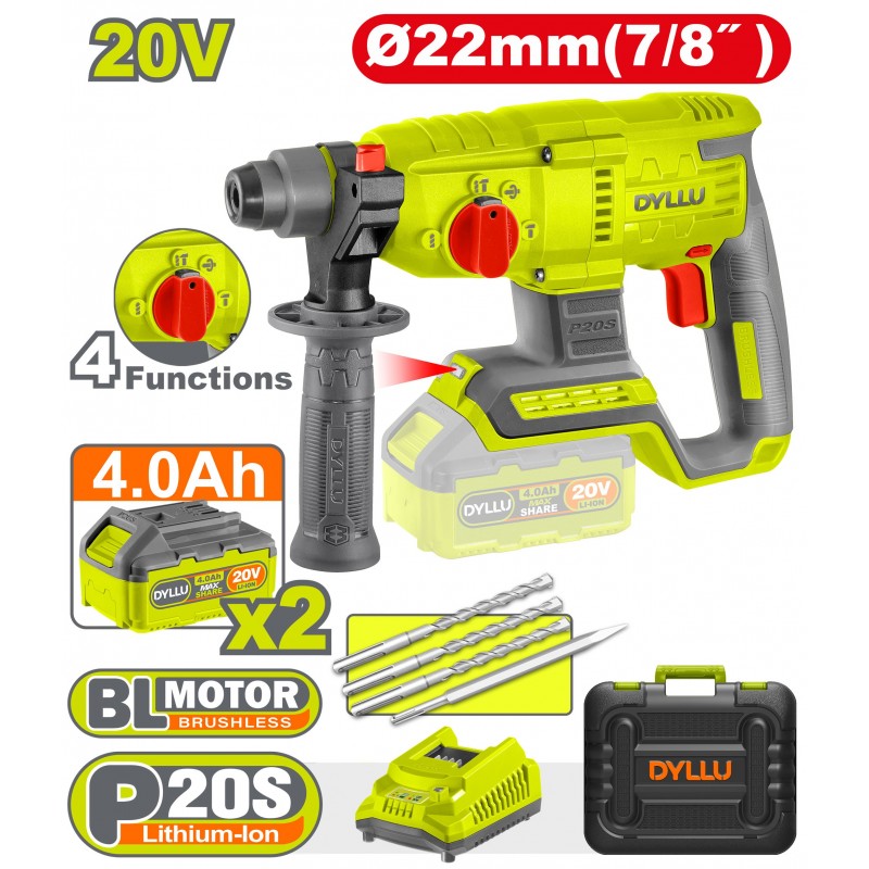 Перфоратор аккумуляторный SDS+  2Дж 2*4Ач/20В DYLLU DTLM15225