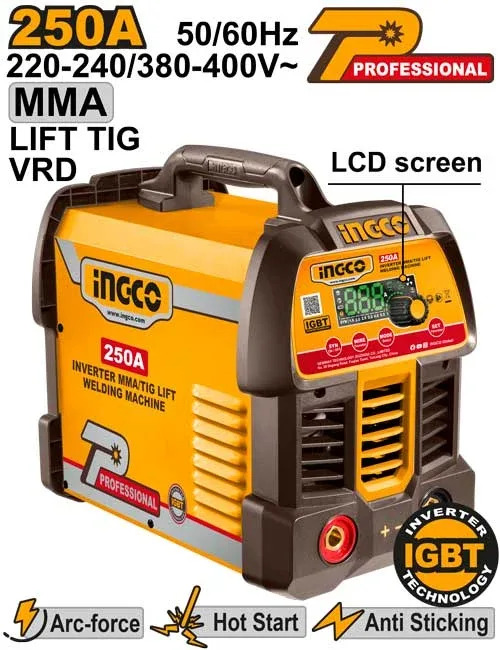 Сварочный аппарат INGCO ING-MMA25089 250А MMA/Lift TIG (220В/380В)