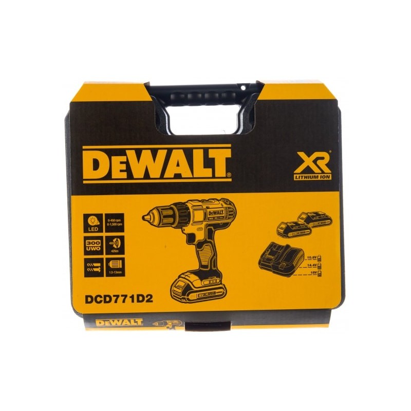 Шуруповёрт аккумуляторный Li-Ion 18V 2x2Ah Ah DeWALT DCD771D2