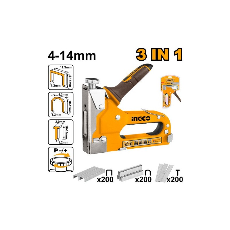 Степлер 3 в 1  4-14mm INGCO HSG1405