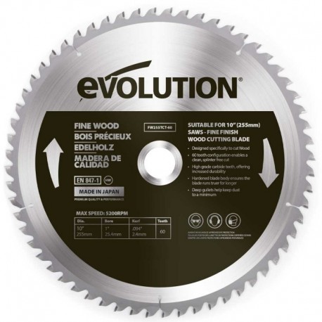 Диск по дереву  255мм Evolution FW255TCT-60
