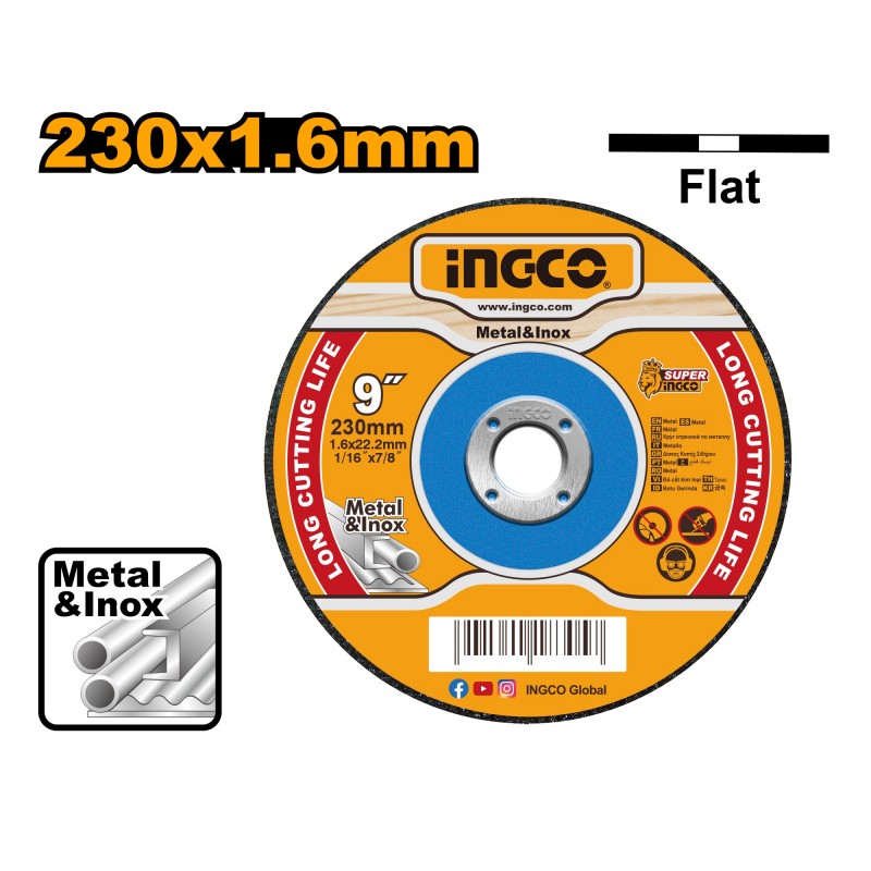 Диск по металлу 230*1.6*22.2мм INGCO MCD162301
