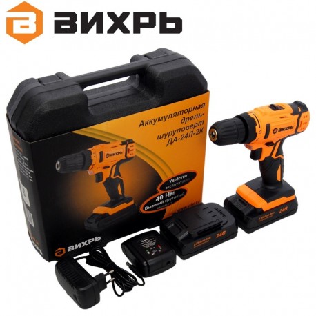 Шуруповерт аккумуляторный 24V 2Ah ДА-24Л-2К Вихрь